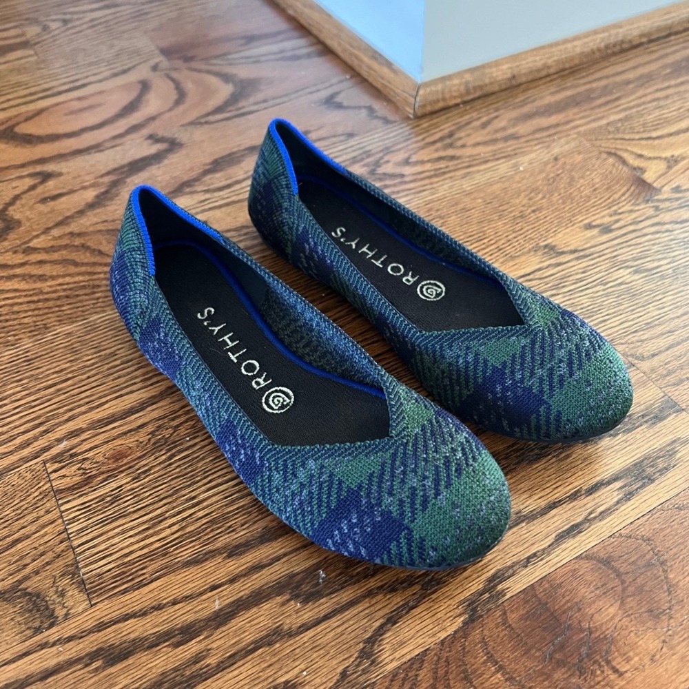 Rothys The Flat Flats in Discontinued Forest Tartan Plaid Color Way Womens 8 - Picture 4 of 15